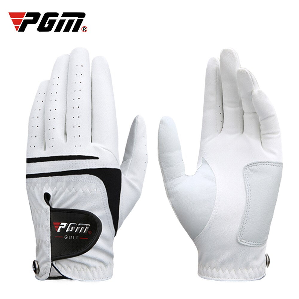 PGM Men Golf  Gloves White Breathable Kid-lambskin Genuine Leather Sport Hand Glove Wear Single Left Right Handed Batting ST022 - KiwisLove