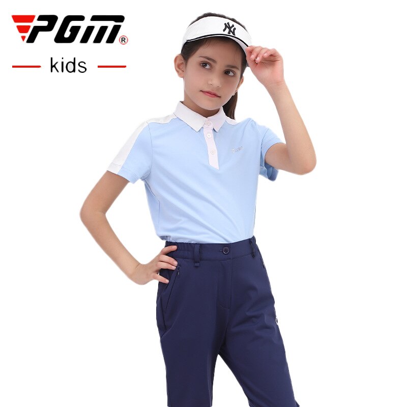 PGM Golf Kid Clothing Summer Girls Golf T-Shirt Short Sleeve Golf Shirts Comfortable And Breathable Tops Golf Apparel S-XL YF412 - KiwisLove