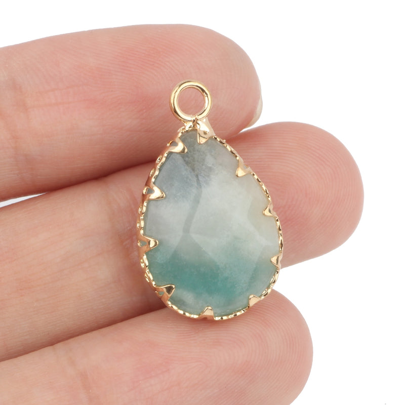 1pc Natural Green Amazonite Pendant Silver Gold Plated Multi Styles Charms Pendants for Necklace Women DIY Jewelry Accessories - KiwisLove
