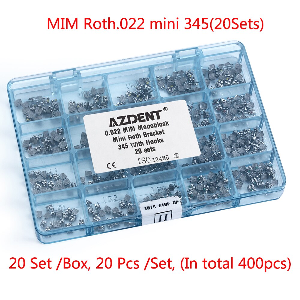 20Sets=400Pcs AZDENT Dental Orthodontic MIM Monoblock Bracket Braces Mini Roth/MBT Whole Casting Process - KiwisLove