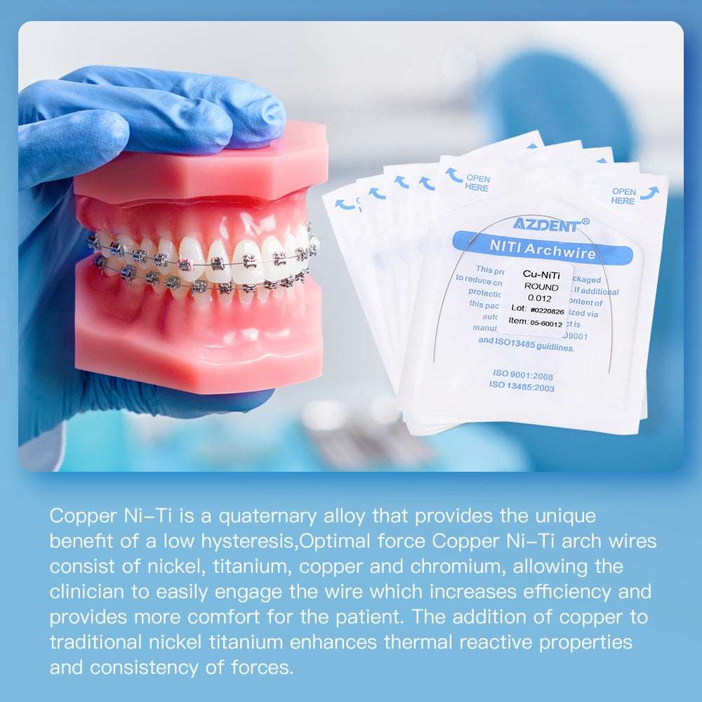 1Pcs/Pack (Total 5 Pcs) Dental Orthodontic Copper 35˚ Super Elastic Cu-NiTi  Archwire With Stops Round / Rectangle Damonform - KiwisLove