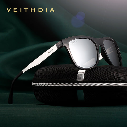 VEITHDIA Sunglasses Square Retro Vintage Polarized UV400 Lens Eyewear Sun Glasses For Men/Women 6110 -Stainless Steel + TR90 - KiwisLove