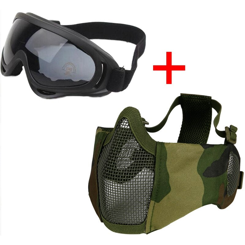 Paintball Fast Helmet Hunting Tactical Half Face Mask for Shooting Airsoft Mesh Breathable Eye Protective Mask - KiwisLove