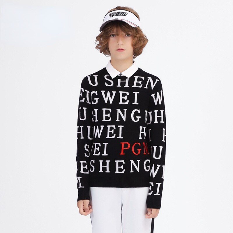 PGM Autumn Winter Golf Clothing Boys Sweater Round Neck Thick Mercerized Wool Warm Long-sleeved T-shirt YF433 - KiwisLove