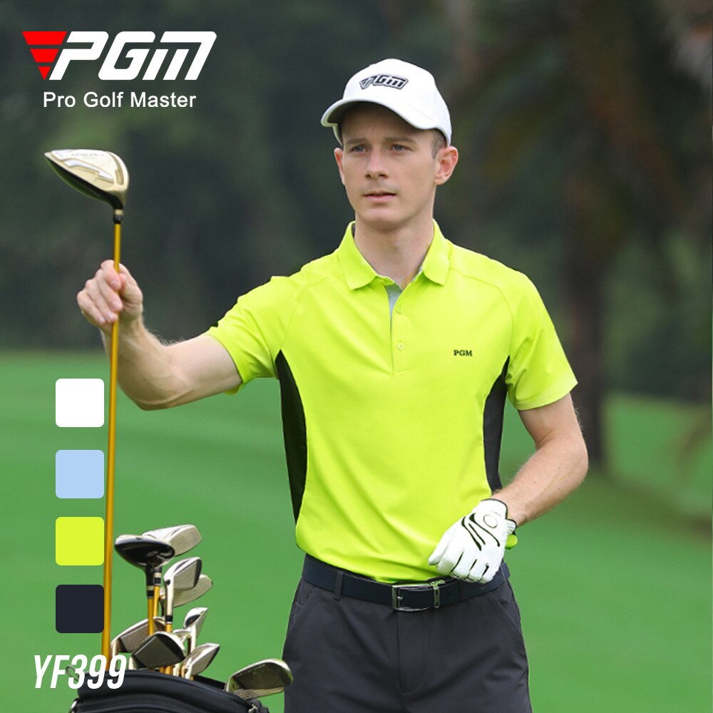 PGM Men&#39;s Golf T-Shirts Summer Quick-Dry Breathable male Striped Print Sports Short Sleeve Shirts YF399 - KiwisLove