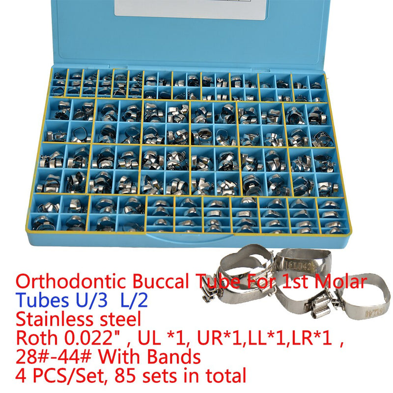 85 Set Total (4 PCS/Set) Dental Orthodontic 1st Molar Bands M Series Prewelded With Convertible Roth Tubes Roth.022 - KiwisLove