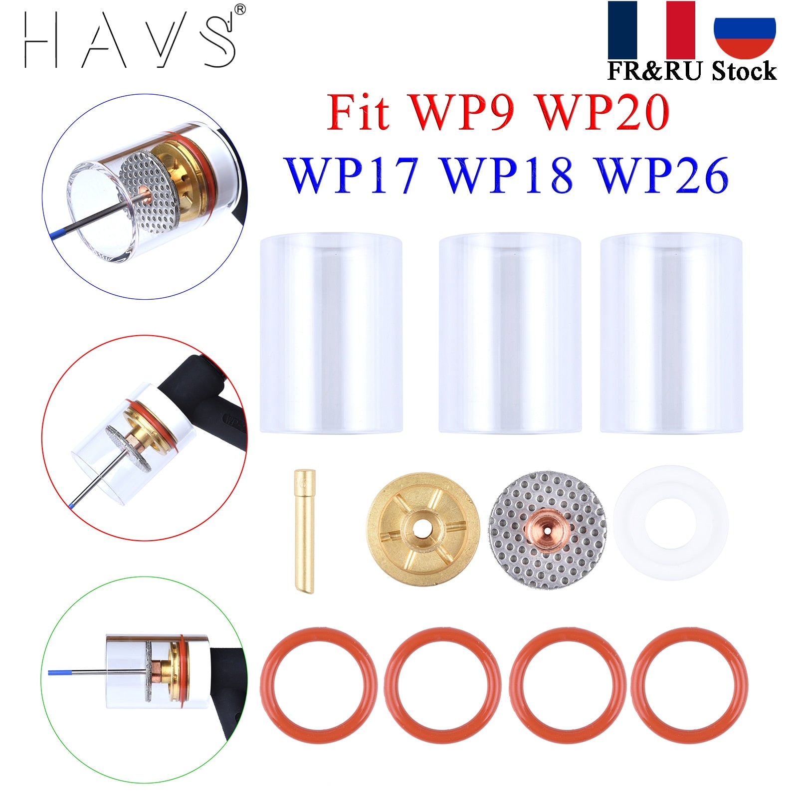 11Pcs Oversize High Temperature Glass Cup Strainer Mesh Collet Body Gas Lens Tig Torch Kit For WP17/18/26 WP9/20/25 - KiwisLove