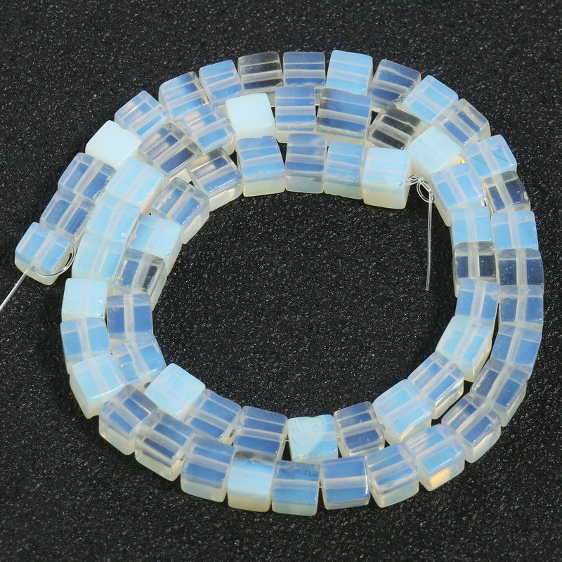 4 6 8mm Natural Square Stone Cube Tiger Eye Amazonite Opal Labradorite Loose Beads for Jewelry Making DIY Charm Bracelet 15&#39;&#39;