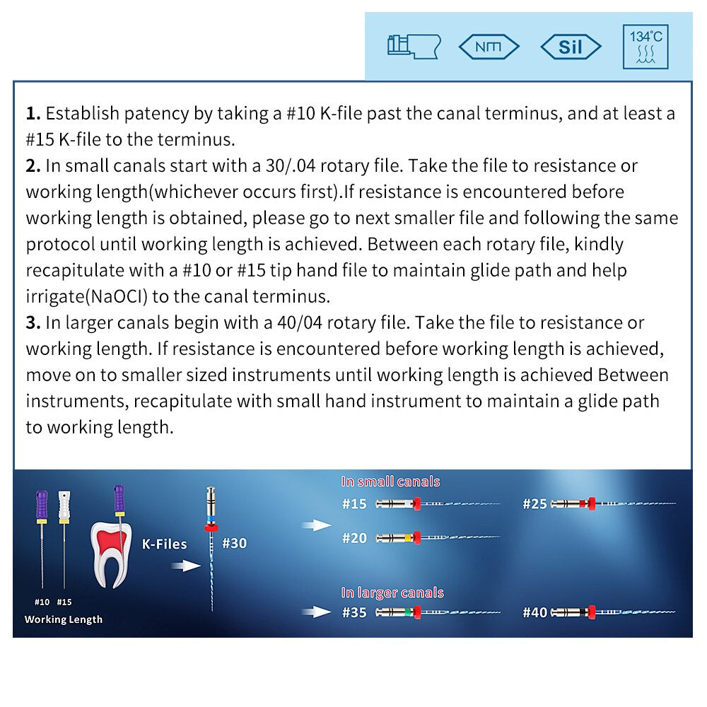 6PCS/Pack Dental Endo V Blue Engine Use Root Canal Rotary File 25mm NiTi Speed：250-360Rpm Torque：2.0-3.0N.Cm - KiwisLove