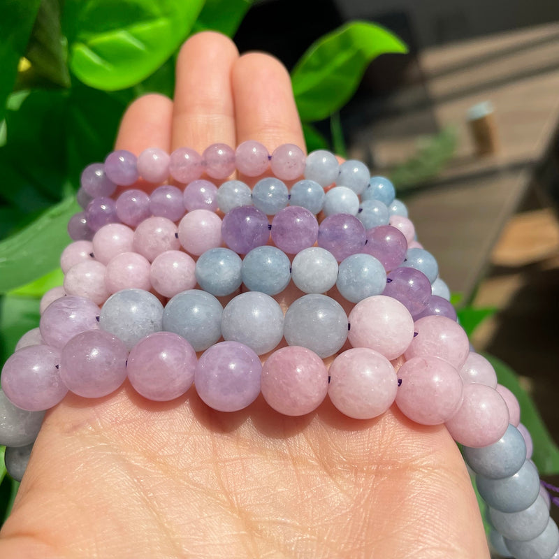 Natural Gem Stone Purple Morganite Round Loose Spacer Beads for Needlework Jewelry Making DIY Bracelet Accessories 15&#39;&#39; 6 8 10mm