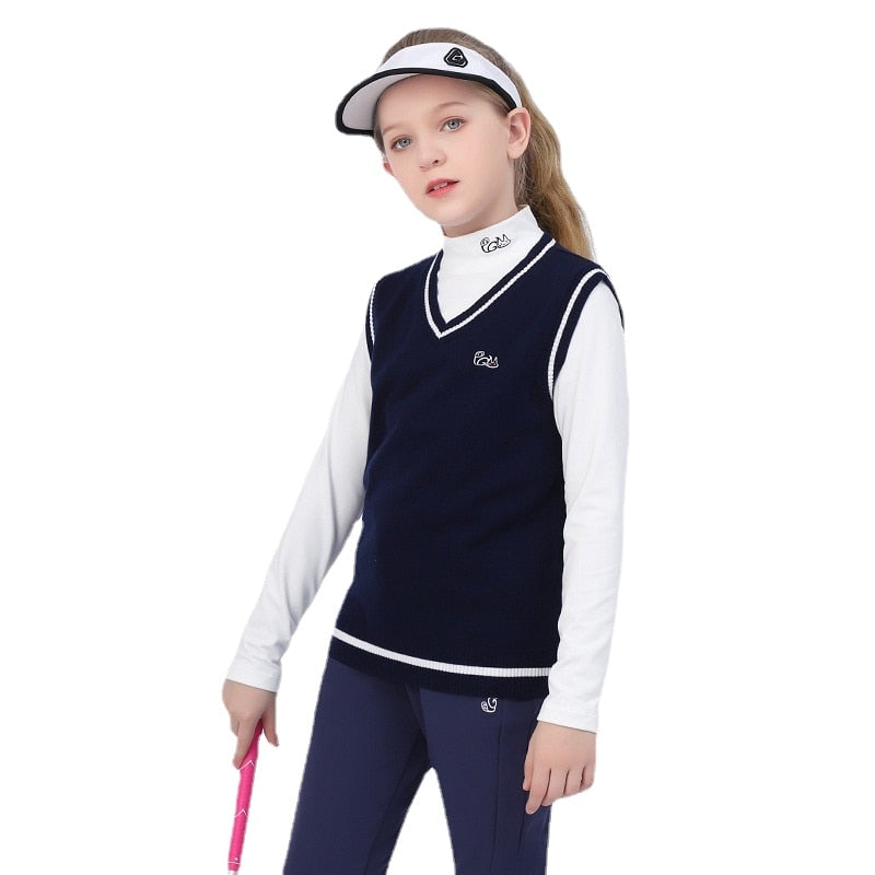 PGM Autumn Winter Golf Children&#39;s Sweater Girls&#39; Vest Comfortable and Warm Mercerized Wool Under Armour Golf Winter Vest YF418 - KiwisLove