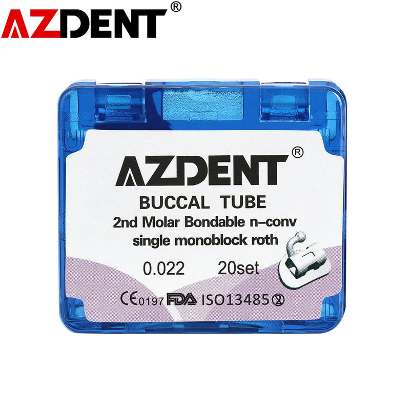 20sets=80Pcs/Box AZDENT Dental Orthodontic Buccal Tube 1st / 2nd Molar Bondable Single Monoblock Non-Convertible - KiwisLove