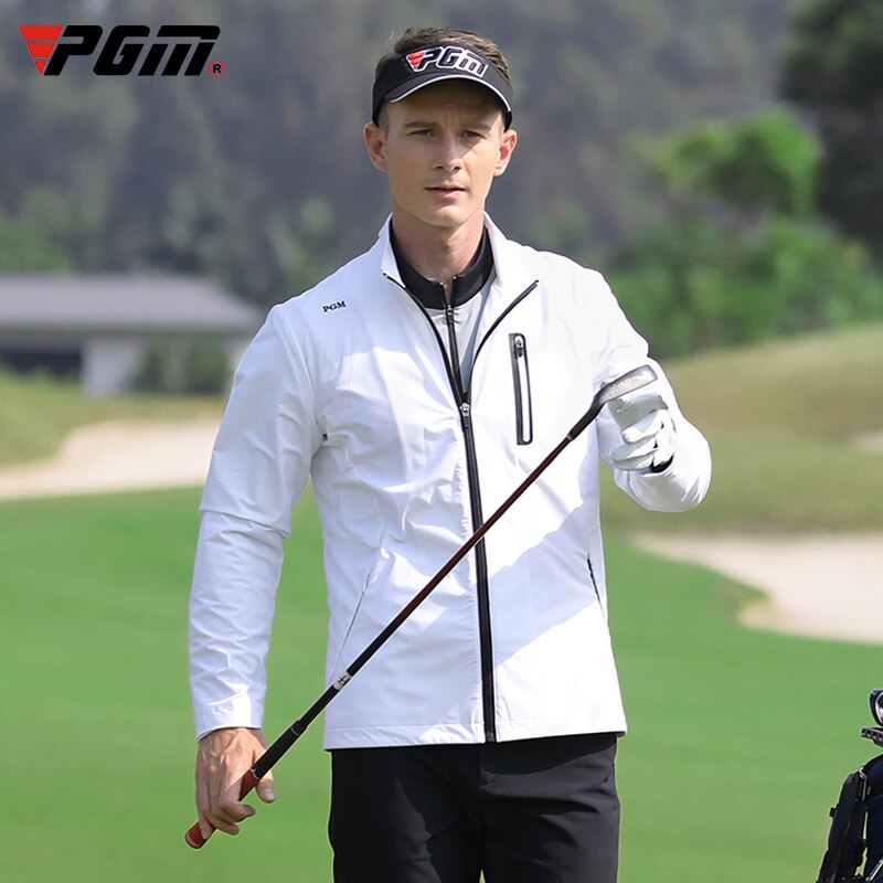 PGM Spring Jacket Men Golf Autumn Winter Warm Ultralight Windproof Sport Coat Wear Long Sleeves Stand Zipper Clothes White YF368 - KiwisLove