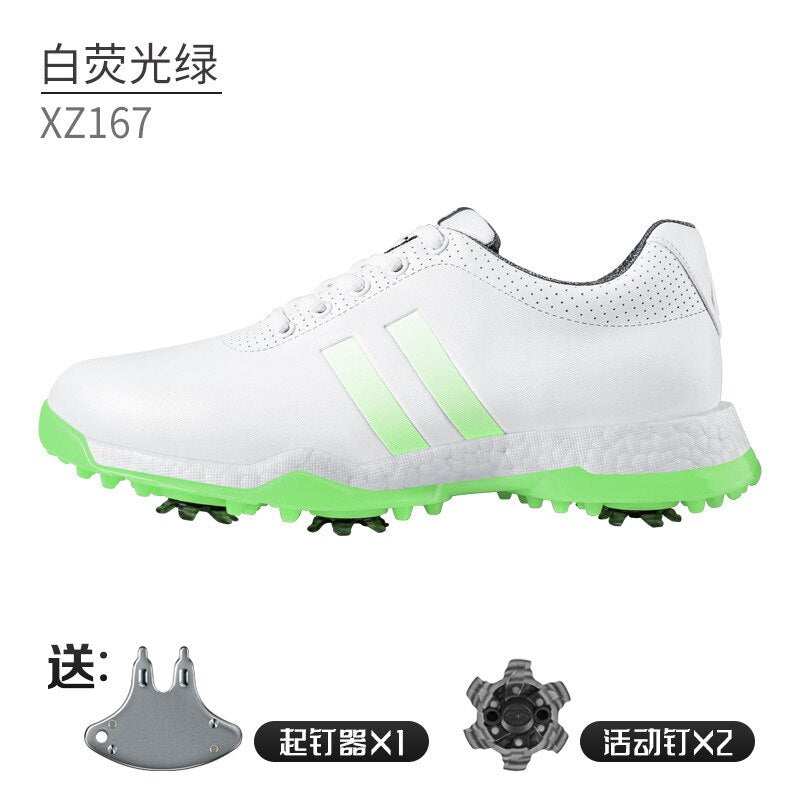 PGM Women Golf Shoes with Removable Spikes Waterproof Anti-slip Knob Strap Sports Sneakers White Casual Microfiber Leather XZ171 - KiwisLove
