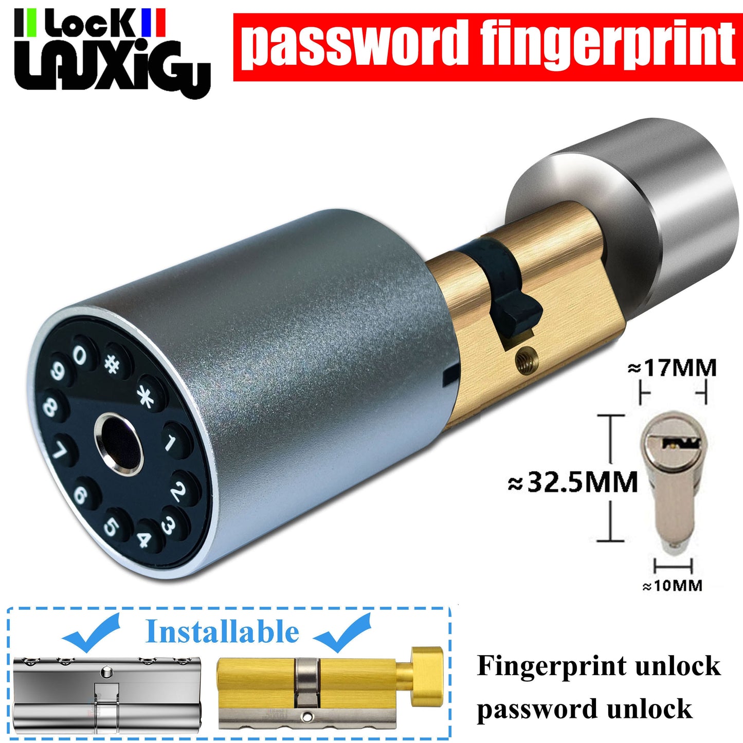 Variable size password lock Fingerprint door lock Smart door lock Outdoor door lock Electronic lock Tuya APP Cylinder door - KiwisLove