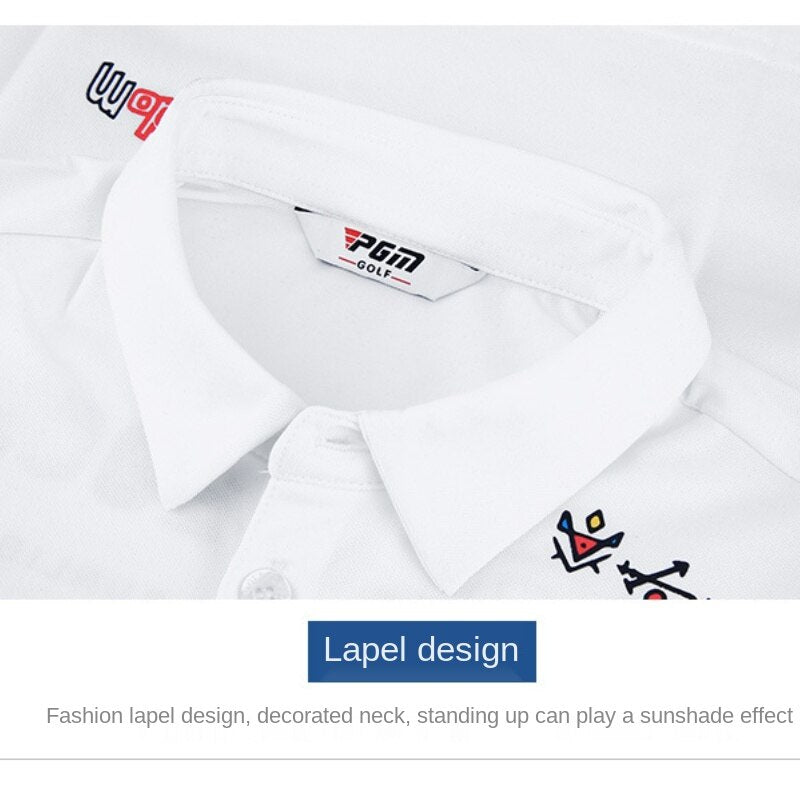 PGM Boys Golf Shirt Summer white Short Sleeves Children Breathable Quick Dry T-shirt Kids Golf Clothes Sports Suits Wear YF333 - KiwisLove