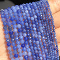 Natural Stone Faceted Sapphire Small Waist Beads 2 3 4 mm Blue Aquamarines Lapis Lazuli Loose Spacer Bead for Jewelry DIY Making - KiwisLove