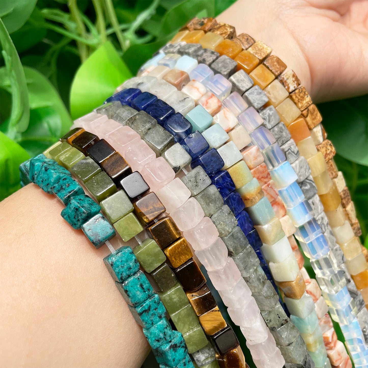 4 6 8mm Natural Square Stone Cube Tiger Eye Amazonite Opal Labradorite Loose Beads for Jewelry Making DIY Charm Bracelet 15&#39;&#39; - KiwisLove