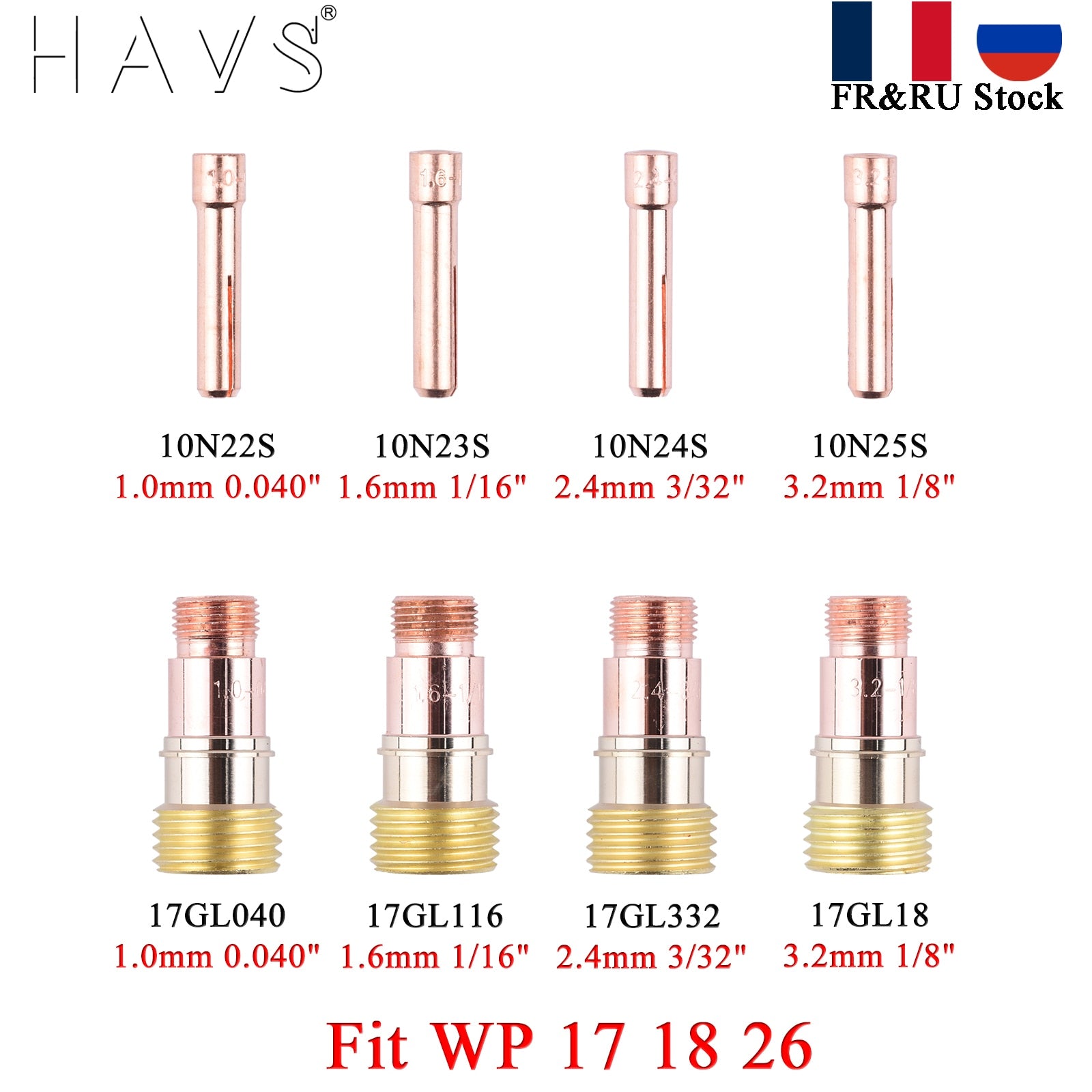 1.0/1.6/2.4/3.2mm TIG Collet Body Collet 10N22S 10N23S 10N24S 10N25S 17GL040 17GL116 17GL332 17GL18 For TIG WP17 18 26 Torch - KiwisLove