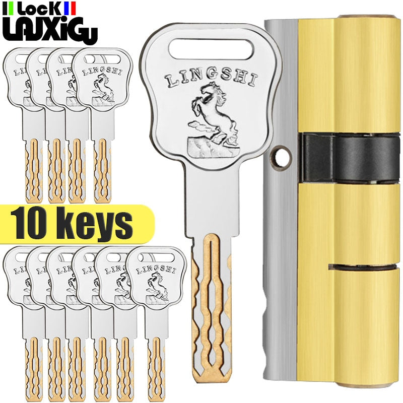 European American standard anti-theft door lock core Gate lock living room door lock cylinder stainless steel brass lock 10 keys - KiwisLove