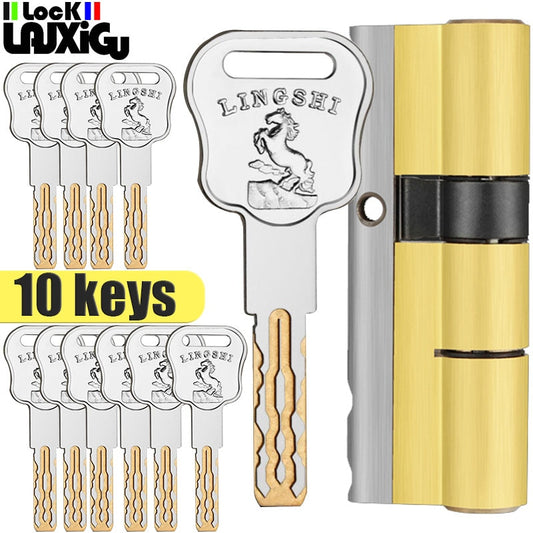 European American standard anti-theft door lock core Gate lock living room door lock cylinder stainless steel brass lock 10 keys - KiwisLove