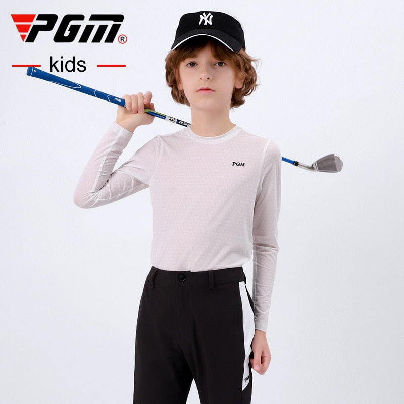 PGM Boys Golf Wear Shirt Children Sun-proof Clothing Long Sleeve Base Undershirt Youth Sports Clothes White Ultralight YF408 - KiwisLove
