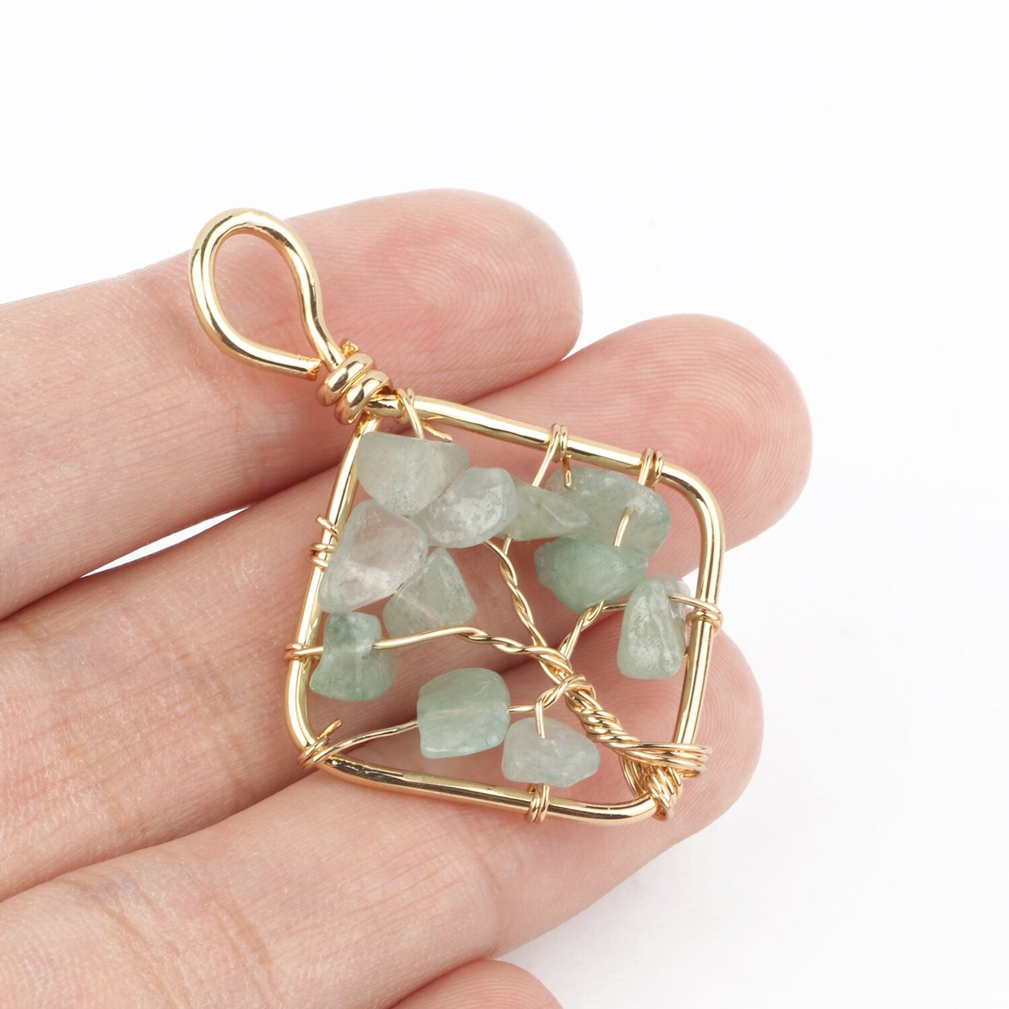 1pc Natural Green Aventurine Jades Pendant Gold Plated Multi Styles Charms Pendants for Necklace Women DIY Jewelry Accessories - KiwisLove