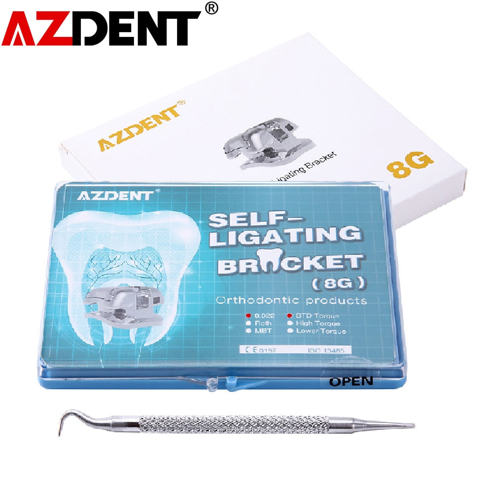 AZDENT Metal Dental Orthodontics Self-Ligating Brackets Movable Hook Auxiliary Hole With Buccal Tube Roth.022/MBT.022/STD.022 - KiwisLove
