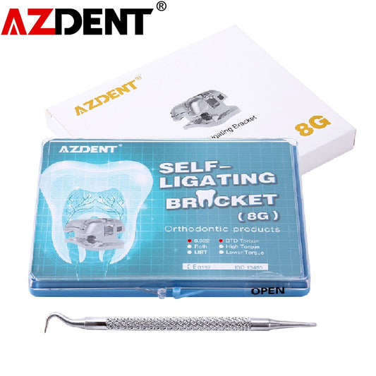 AZDENT Metal Dental Orthodontics Self-Ligating Brackets Movable Hook Auxiliary Hole With Buccal Tube Roth.022/MBT.022/STD.022 - KiwisLove