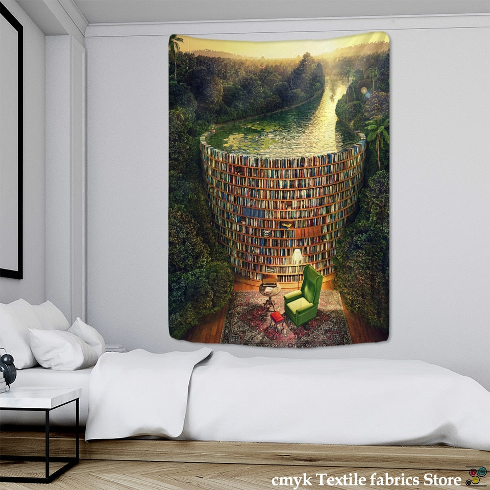 Angel Devil Tapestry Hell Wall Hanging Witchcraft Wall Tapestry Hippie Wall Carpets Dorm Decor Psychedelic Halloween Tapestry - KiwisLove