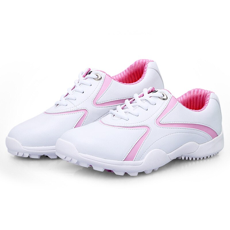 PGM Women Golf Shoes Waterproof Soft and Breathable Universal Outdoor Camping Sports Shoes Pink/Golden XZ016 - KiwisLove