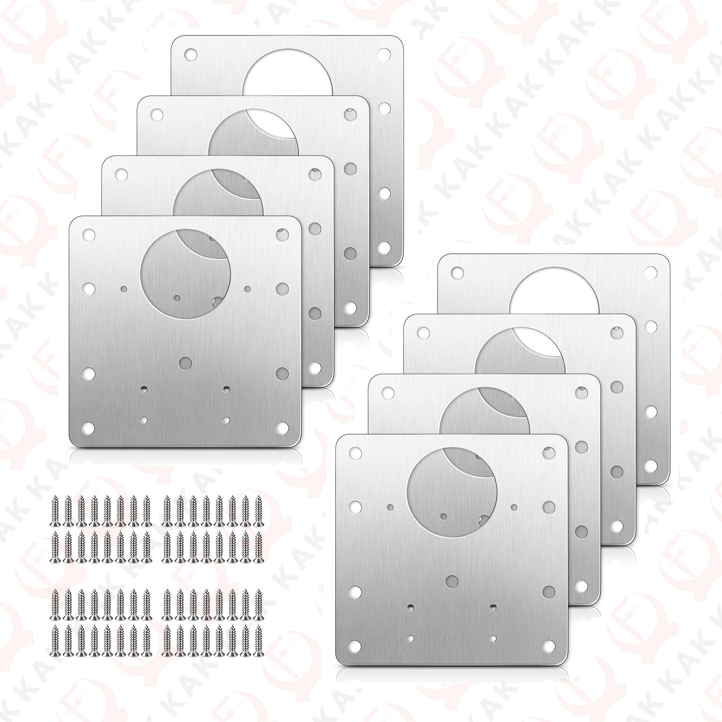 KAK 8pcs Hinge Repair Plate Brushed Stainless Steel Cabinet Hinge Fixing Plate Bracket Kit with Mounting Screws Door Hardware - KiwisLove