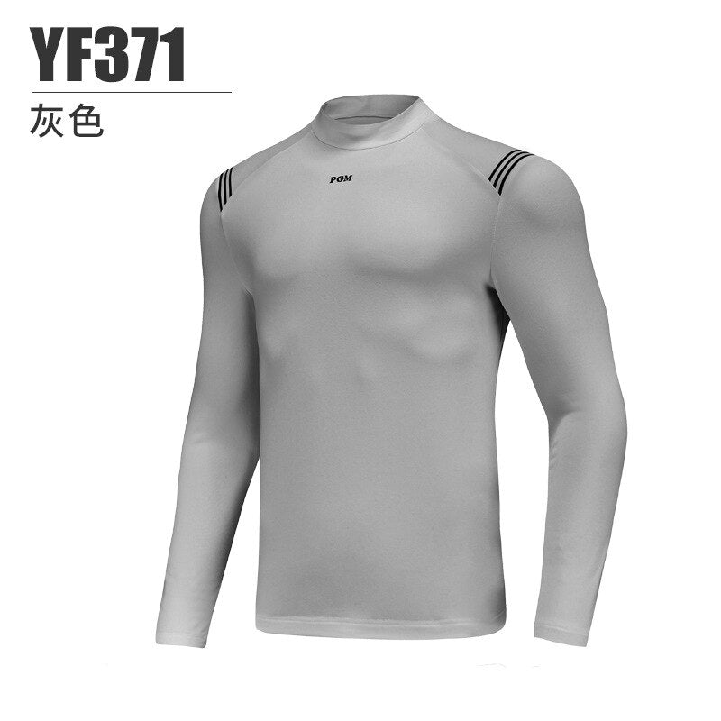 PGM Golf Shirt Men Autumn Winter Long Sleeves Elastic Clothes Sports Wear Gym Suit Casual Commuter Clothing YF371 Black Red XXL - KiwisLove