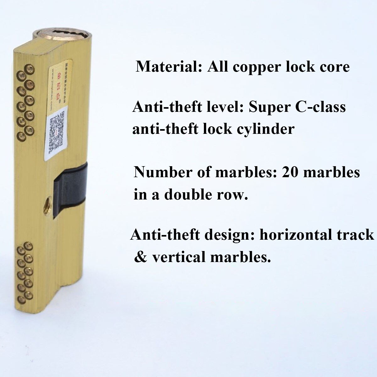 65-120MM Cylinder Hardware Door Skew Lock,  Elongated Core Anti-theft Entry Brass Door Lock Cylinder door Lock cylinder 8 keys - KiwisLove