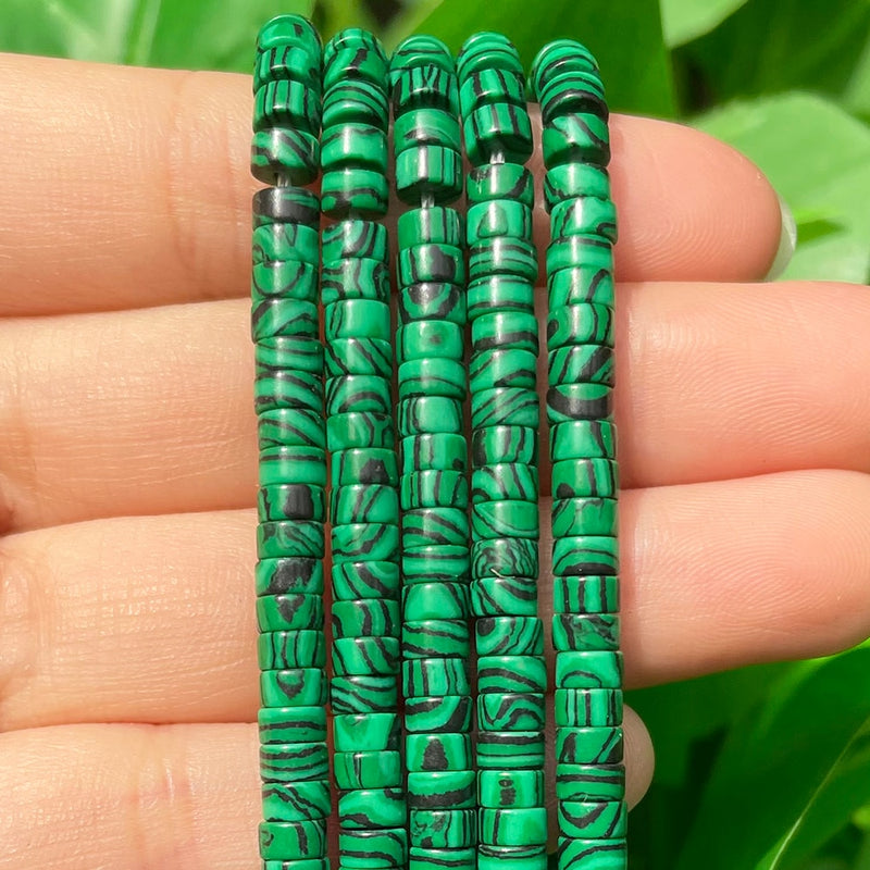 4x2mm Natural Stone Wheel Green Malachite Round Loose Spacer Rondelle Beads for Jewelry DIY Making Charms Bracelets Accessories