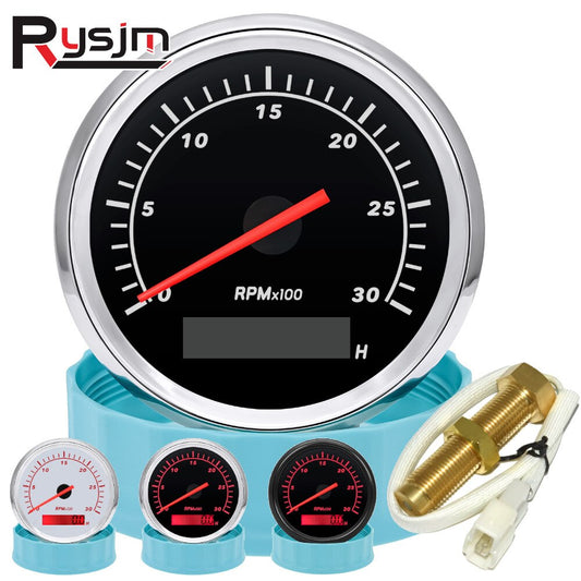 3000RPM 4000RPM Meter Marine Boat Tachometer 85MM Gasoline Diesel Engine Tacho Gauge With LCD Hourmeter For Tacho Sensor M16 M18 - KiwisLove