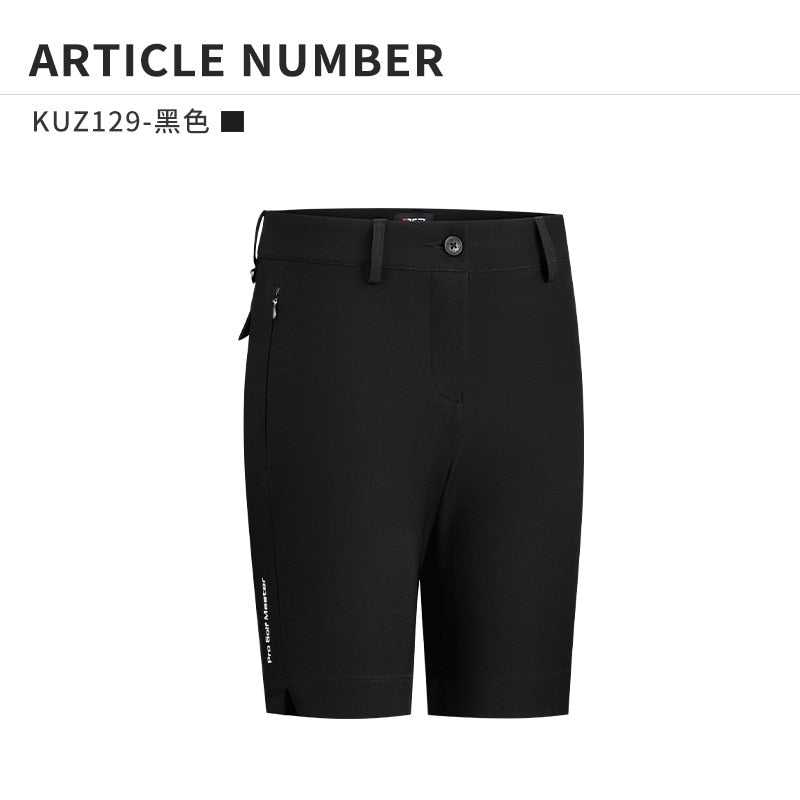PGM Women Summer Golf Shorts Pants Elastic Waterproof Half Trousers Zip Pocket Ladies Sports Clothing Wear Tennis KUZ129 - KiwisLove