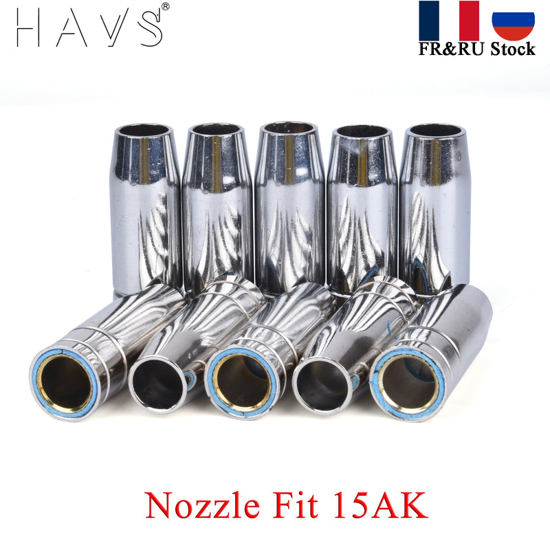 5/10Pcs 15AK Gas Nozzle Pure Copper Euro Conical Shield Cup Tips Nozzle For MB 14AK 15AK MIG/MAG Welding Torch 180A