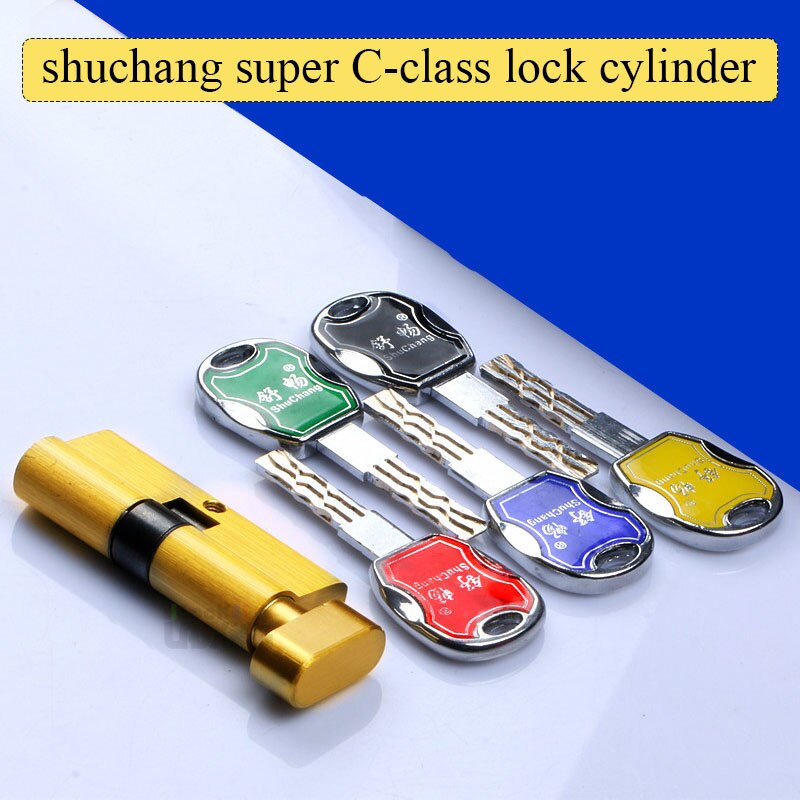 Common standard bedroom door cylinder   70mm Security Copper Lock Cylinder Interior Bedroom Living Handle Brass 5 colorful keys - KiwisLove