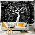 Mystic Witchcraft Black And White Tree Of Life Tapestry Wall Hanging Psychedelic Wishing Tree Hippie Mandala Home Decor - KiwisLove