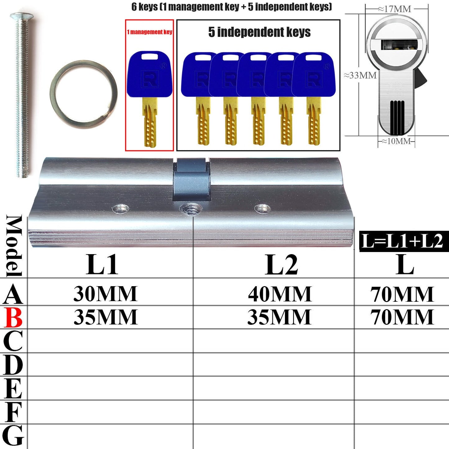 Customized lock cylinder management key and independent key, one key opens all locks, each lock has its own separate key - KiwisLove
