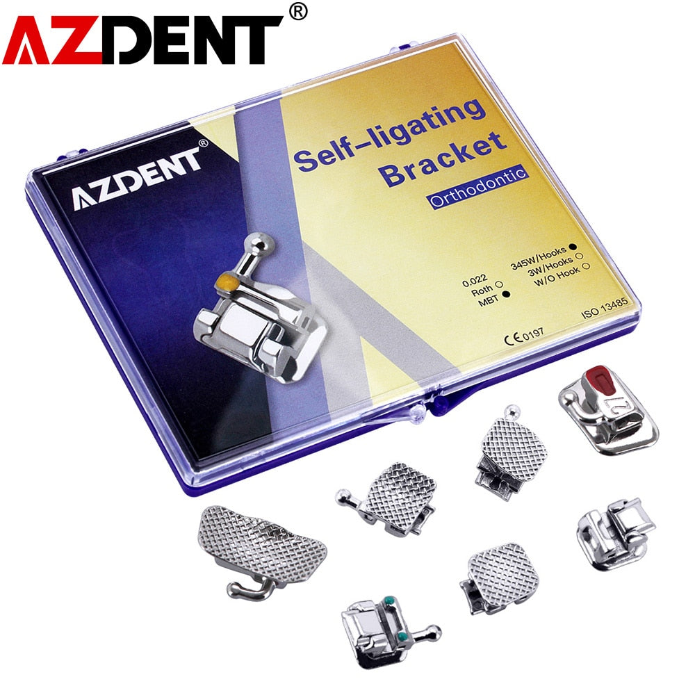 AZDENT Dental Orthodontic Self-locking Bracket Passive Roth/MBT 0.022 345 Hook - KiwisLove