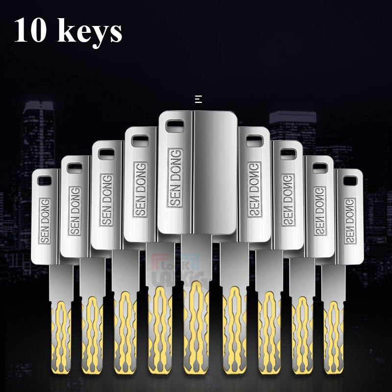 Gear door lock 10 tooth lock core 11 tooth lock 13 tooth lock outdoor door lock anti-theft door Lock cylinder Tooth lock 10 Keys - KiwisLove