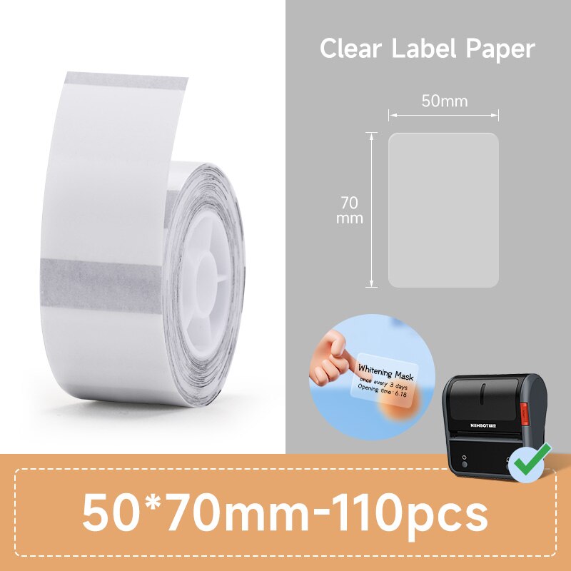 NIIMBOT B21 B3S Thermal Label 2 Rolls Clothing Price Food Self-adhesive Tag Waterproof Smart Office Pocket Printer Label Paper - KiwisLove