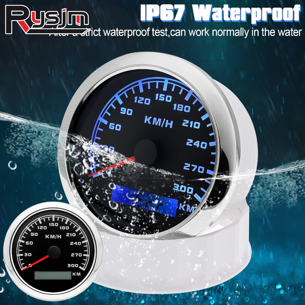 85MM 0-300Km/H GPS Speedometer Gauge 7 Color LED Pointer Speed Odometer Meter For Car Truck Boat Motorcycle With GPS Sensor - KiwisLove