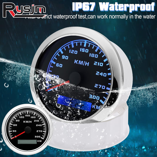 85MM 0-300Km/H GPS Speedometer Gauge 7 Color LED Pointer Speed Odometer Meter For Car Truck Boat Motorcycle With GPS Sensor - KiwisLove