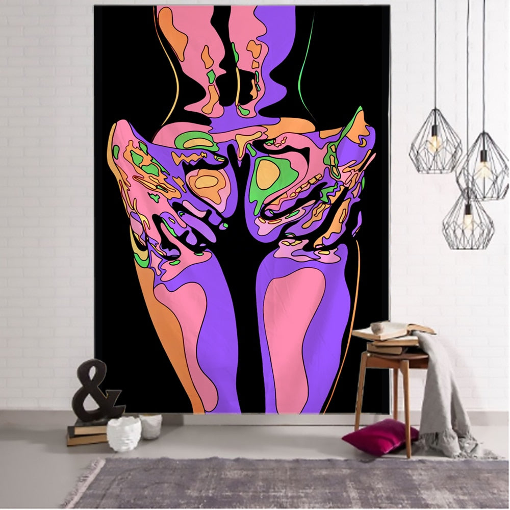 Psychedelic Tapestry Wall Hanging 80&#39;s Aesthetic Boho INS Print Hippie Living Room Bedroom Home Decor - KiwisLove