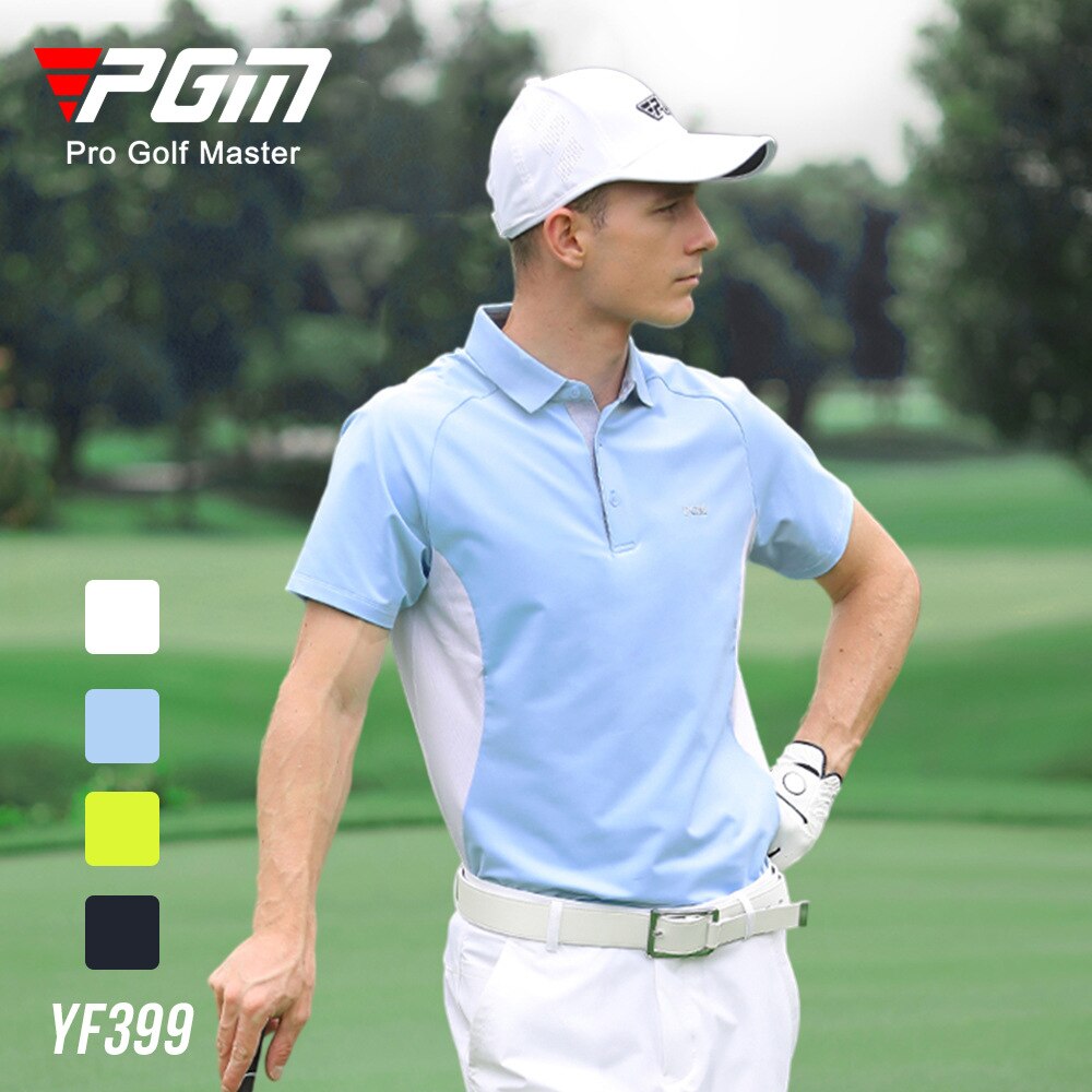 PGM Men&#39;s Golf T-Shirts Summer Quick-Dry Breathable male Striped Print Sports Short Sleeve Shirts YF399 - KiwisLove