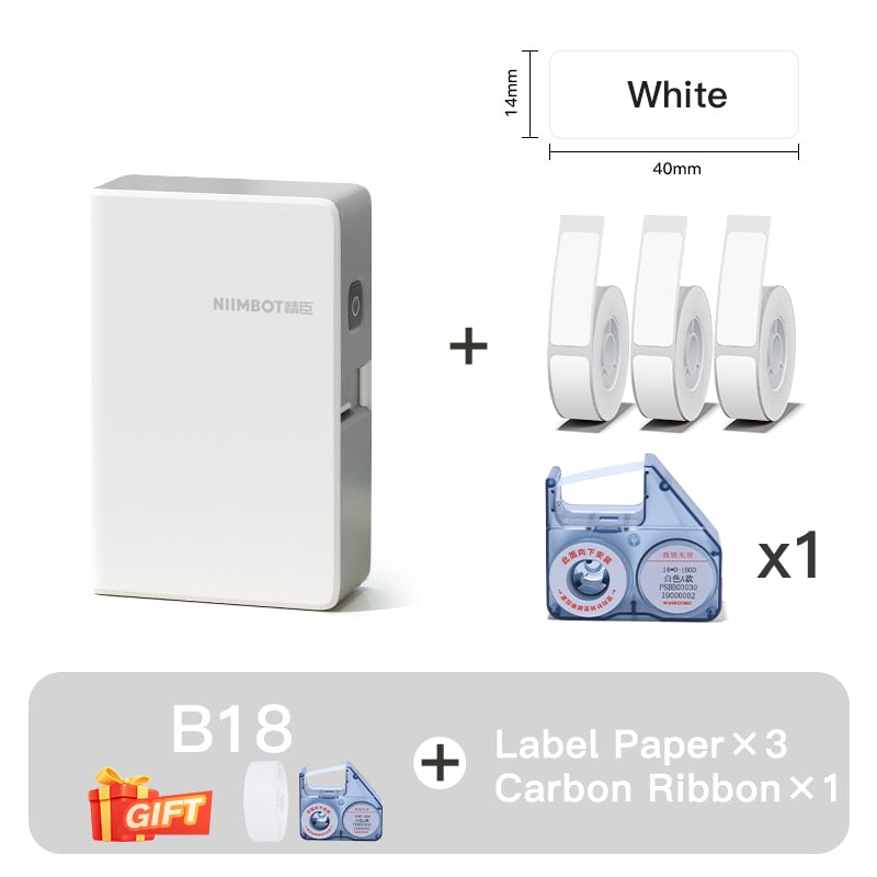 Niimbot B18 Thermal Transfer Label Sticker Printer Mini Label Maker With Ribbon PET Papers For Commercial Household Storage - KiwisLove