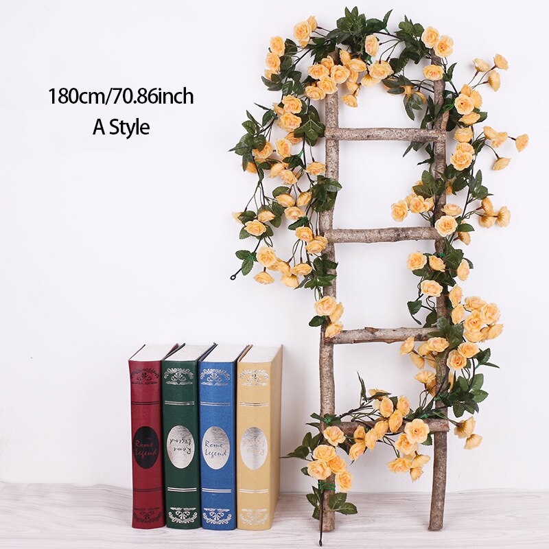 3pc Long Artificial Wedding Arch Flower Garland Silk Wall Hanging Rattan Plastic Vine Home Living Room Window Decor Autumn Plant - KiwisLove